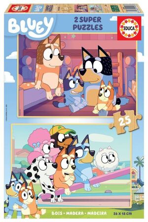 PUZZLE INFANTIL BLUEY 2X25 PIEZAS DE MADERA
