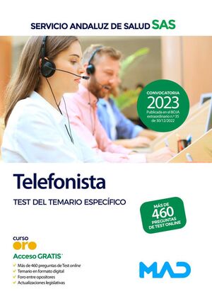 TELEFONISTA DEL SERVICIO ANDALUZ DE SALUD. TEST DEL TEMARIO ESPECÍFICO