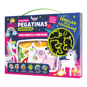 MALETIN UNICORNIOS 100 PEGATINAS LUMINISCENTES